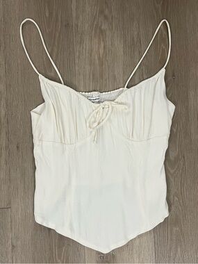 Reformation Cream Spaghetti-Strap Cami with Front Tie